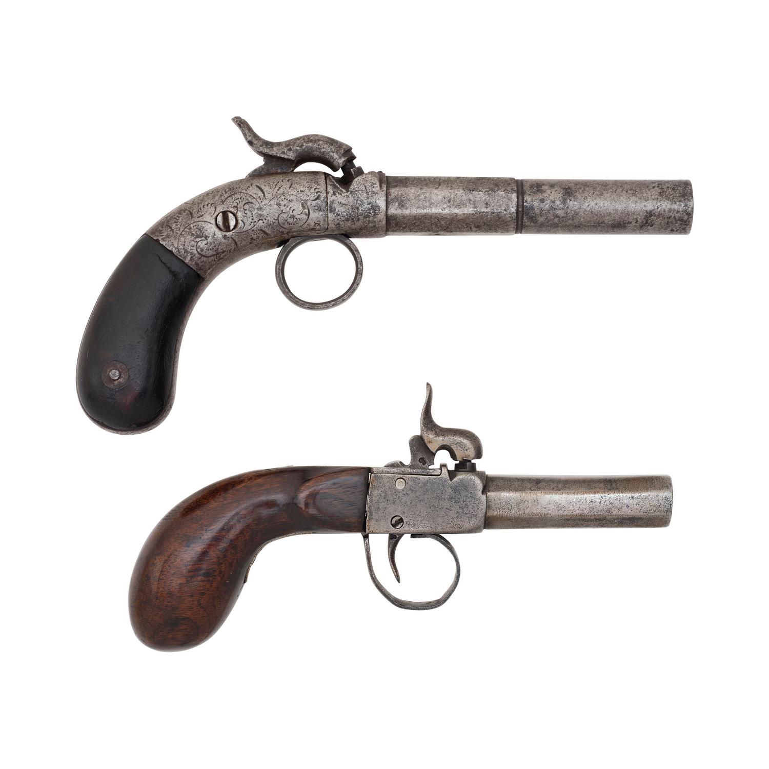 Lot of Two Antique Single Shot Percussion Pistols