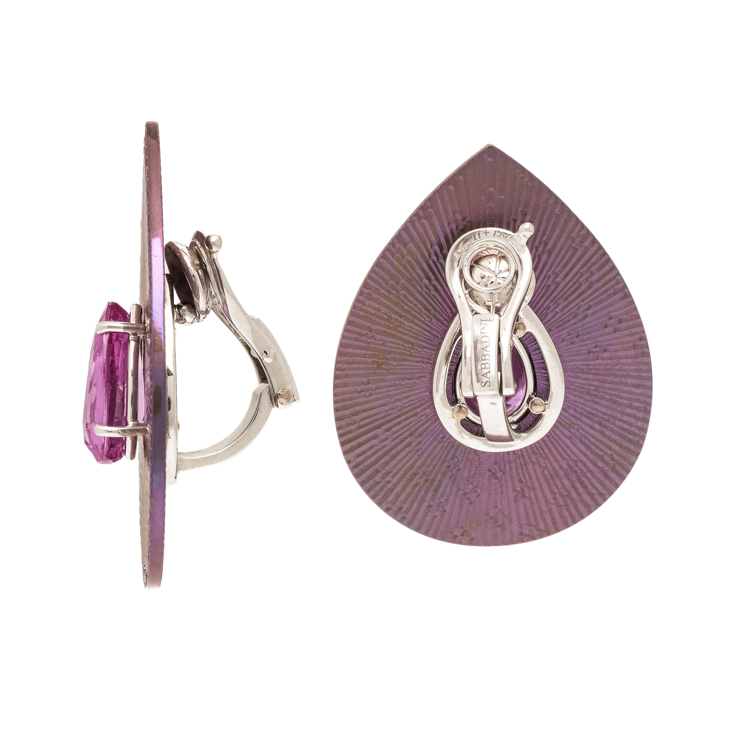 Sabbadini, Pink Sapphire, Titanium, and Gold Earrings