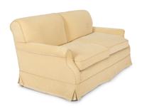 A Pair of Ivory Upholstered Three Cushion Sofas — 20th Century