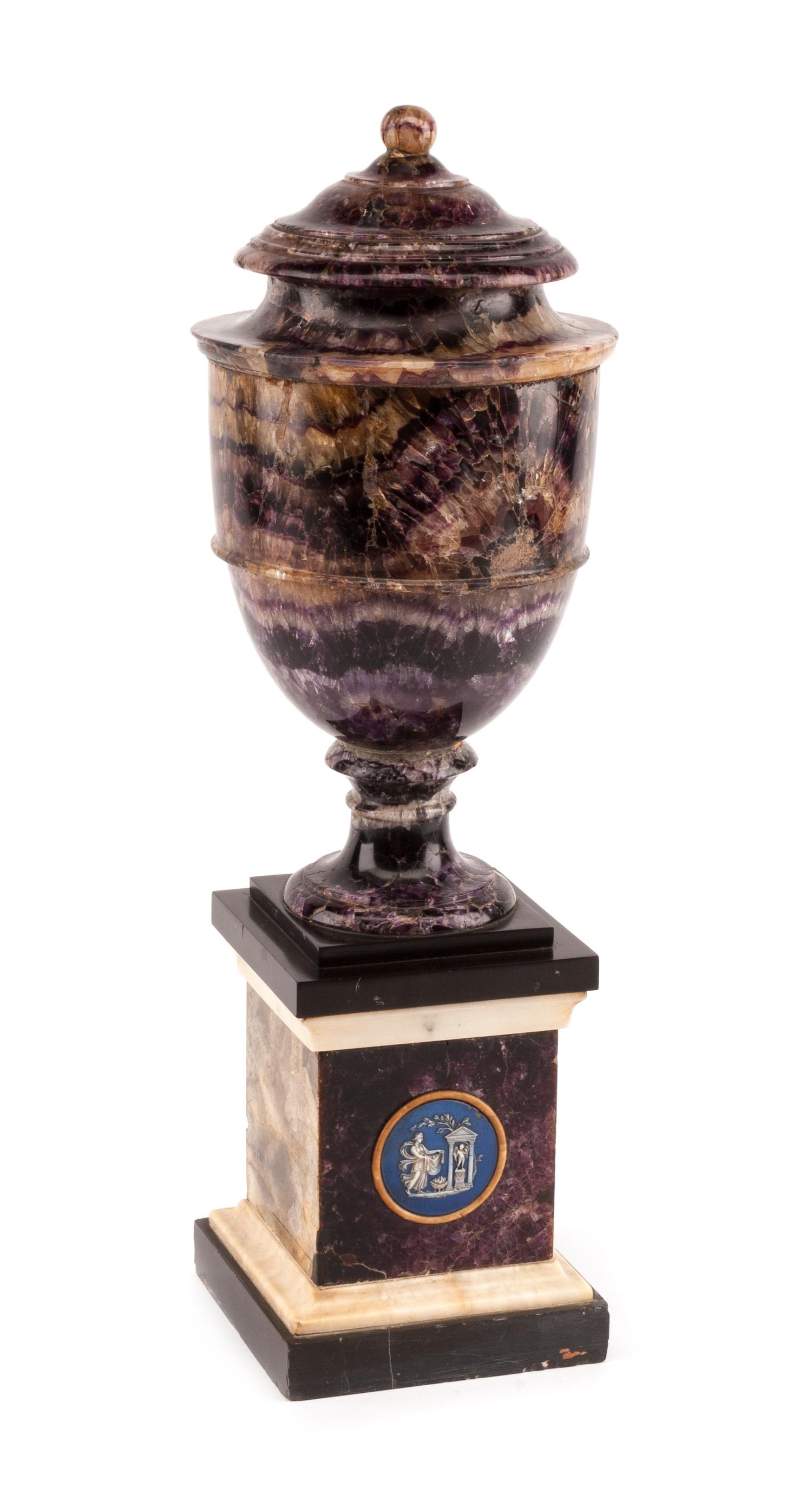 An English Blue John Urn Height 14 inches. — 19TH CENTURY