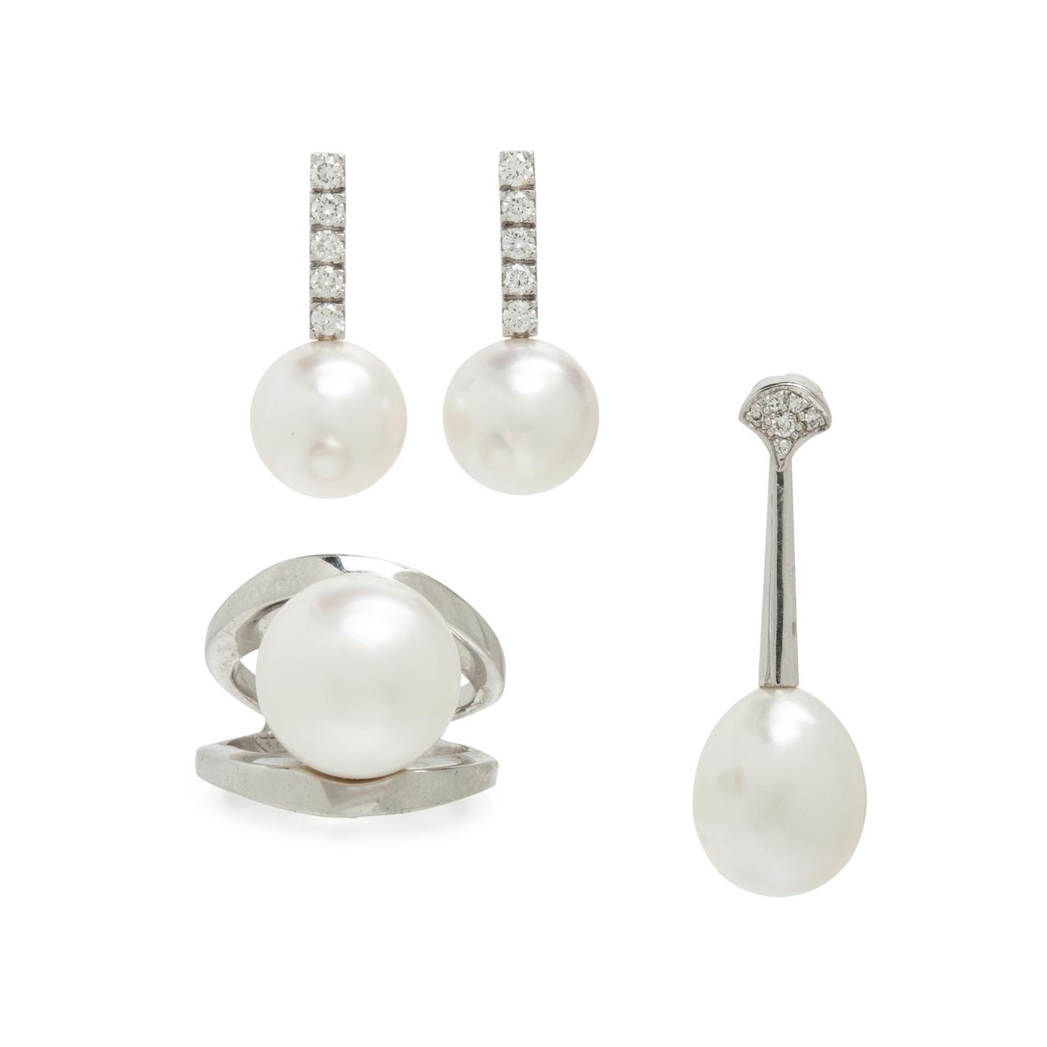 Collection of Cultured Pearl and Platinum Jewelry
