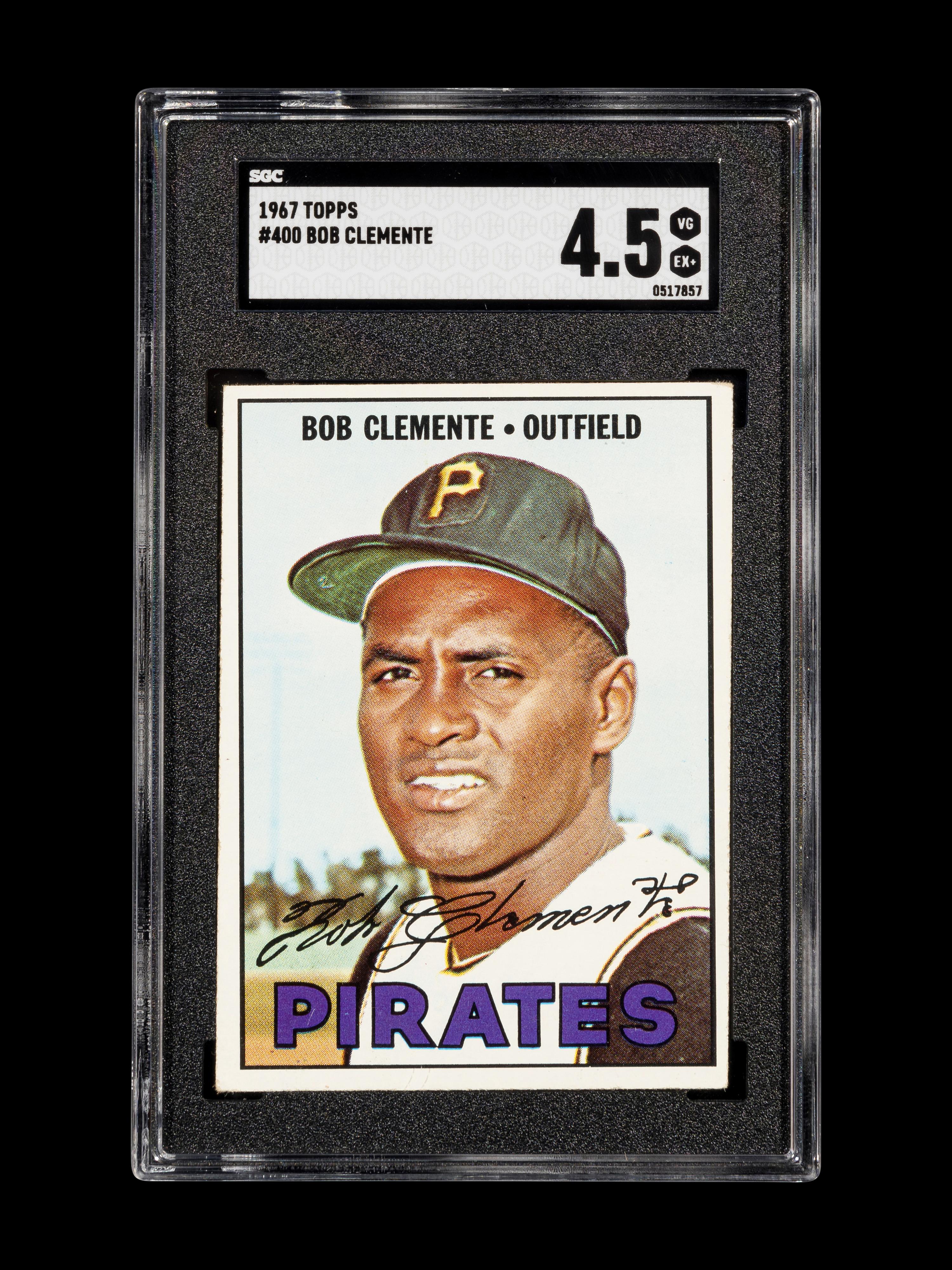 A Group of Six 1967 Topps Hall of Fame Baseball Cards Including Willie Mays Hank Aaron and Roberto Clemente