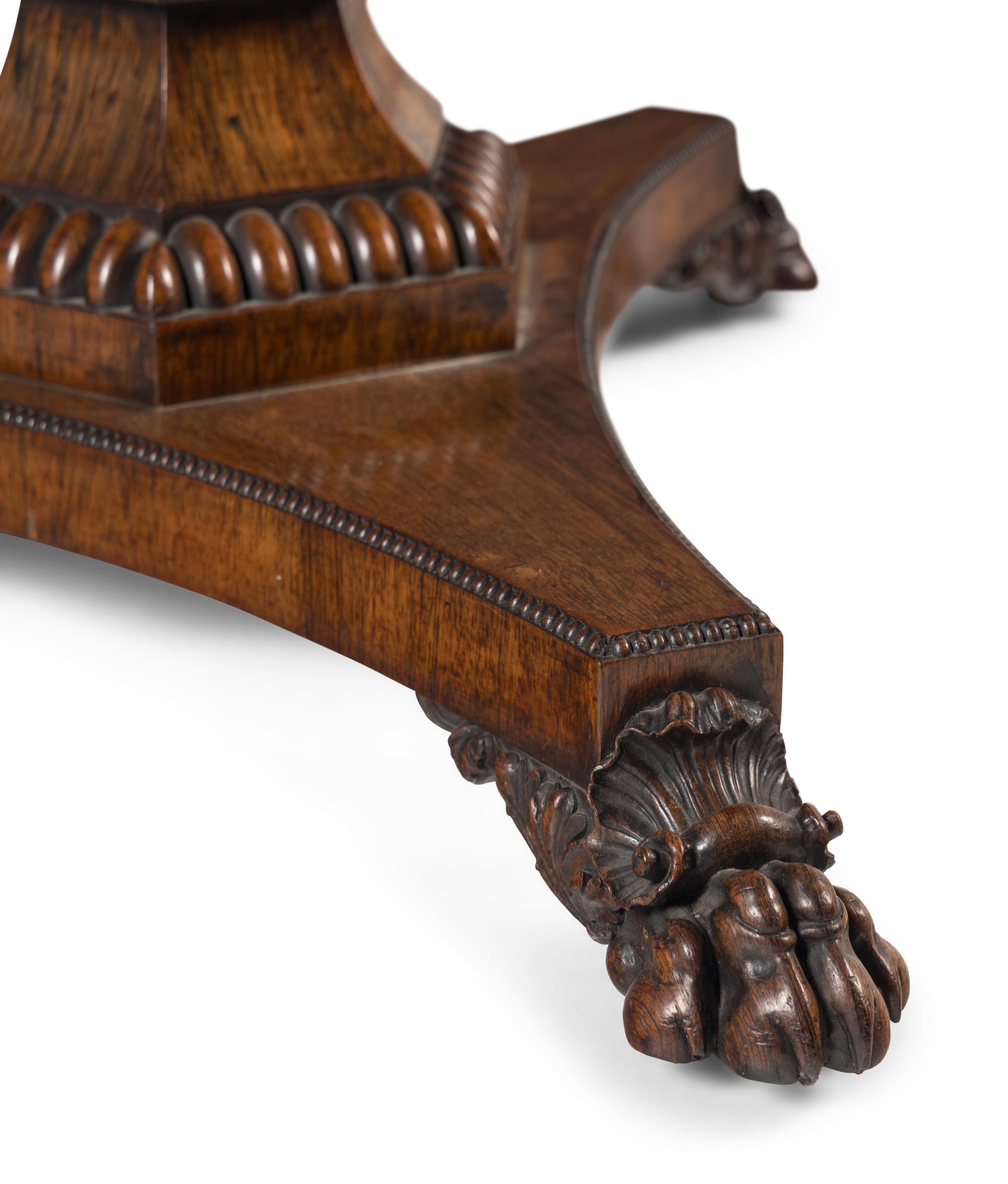 A George IV Brass Inlaid Rosewood Tilt-Top Breakfast Table