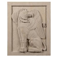 A Pair of Large Carved Granite Reliefs of Griffins