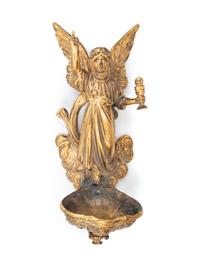 A Continental Gilt Bronze Figural Font