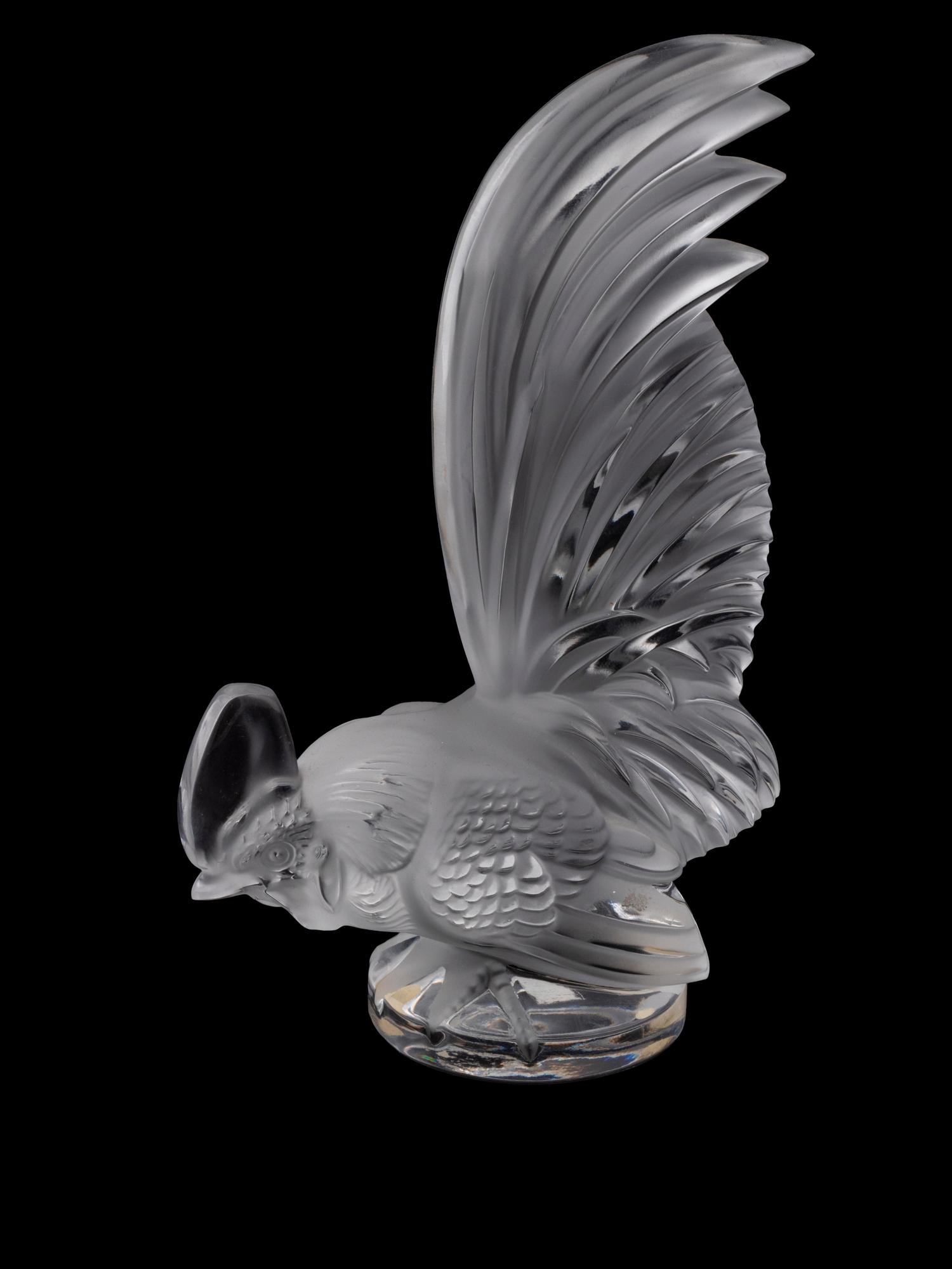 A Lalique Frosted Glass Car Mascot: Coq Nain — 20TH CENTURY