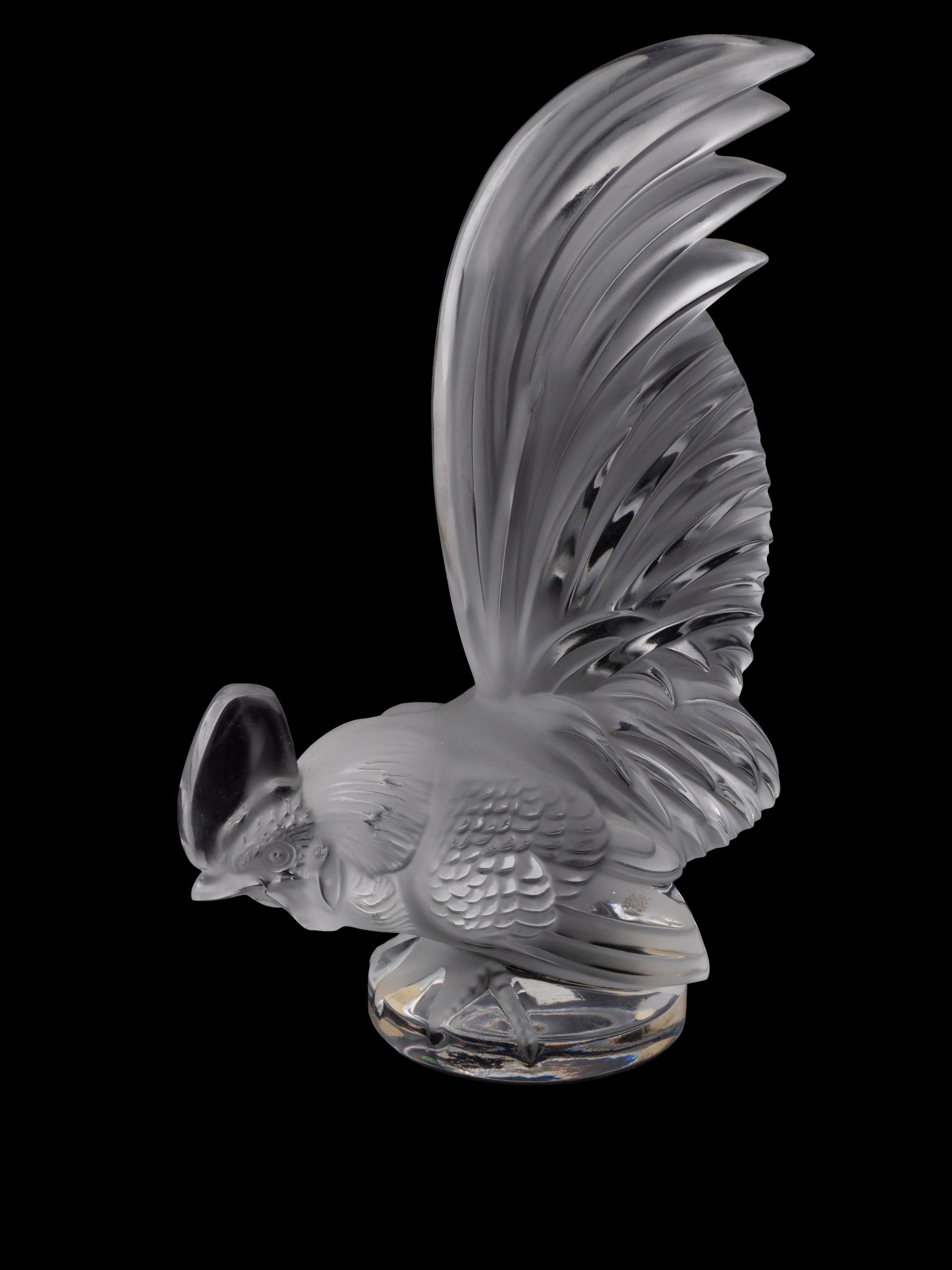 A Lalique Frosted Glass Car Mascot: Coq Nain — 20TH CENTURY