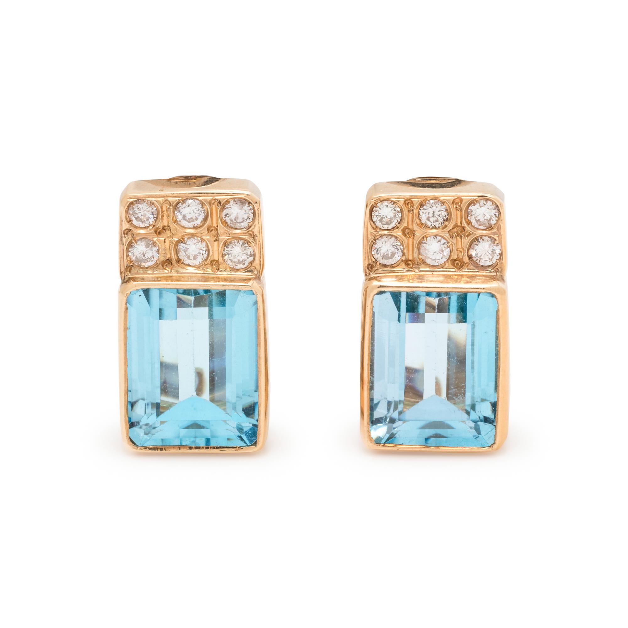BLUE TOPAZ AND DIAMOND EARCLIPS