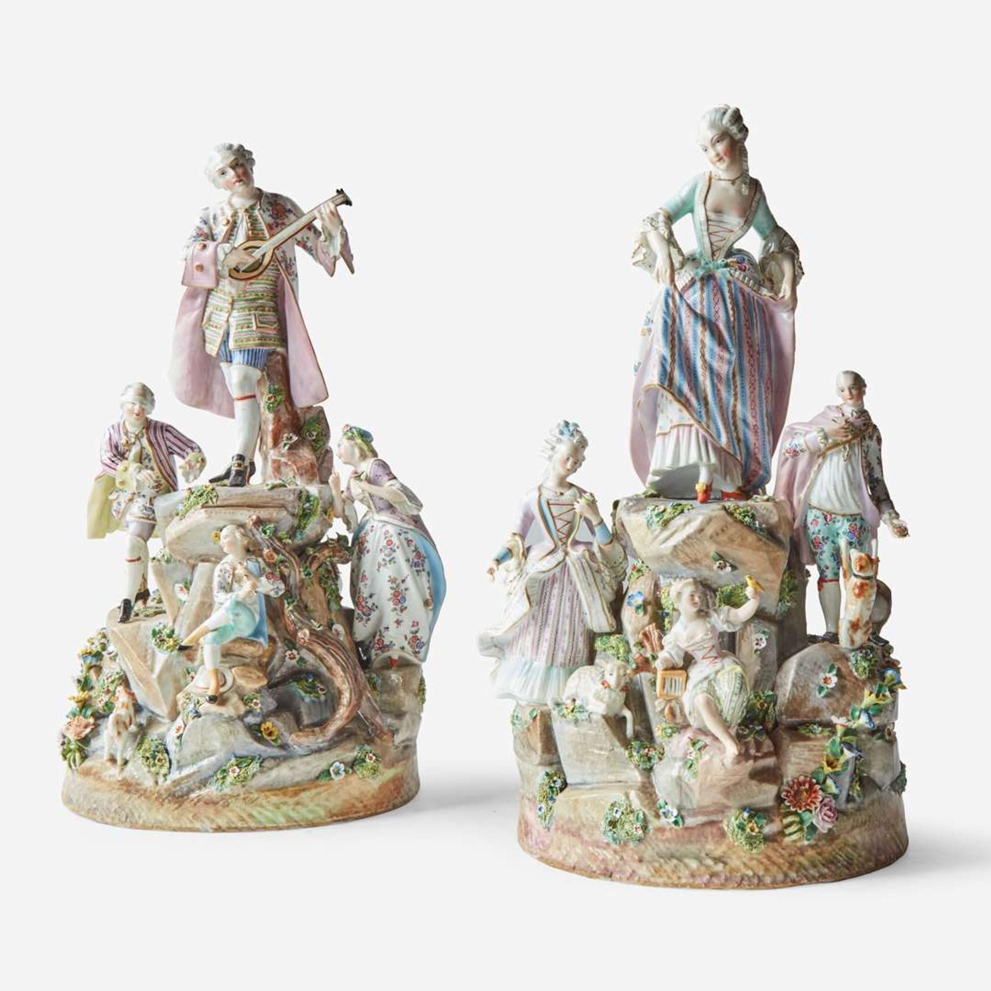 A Pair of Large Continental Porcelain Figural Groups 19th century