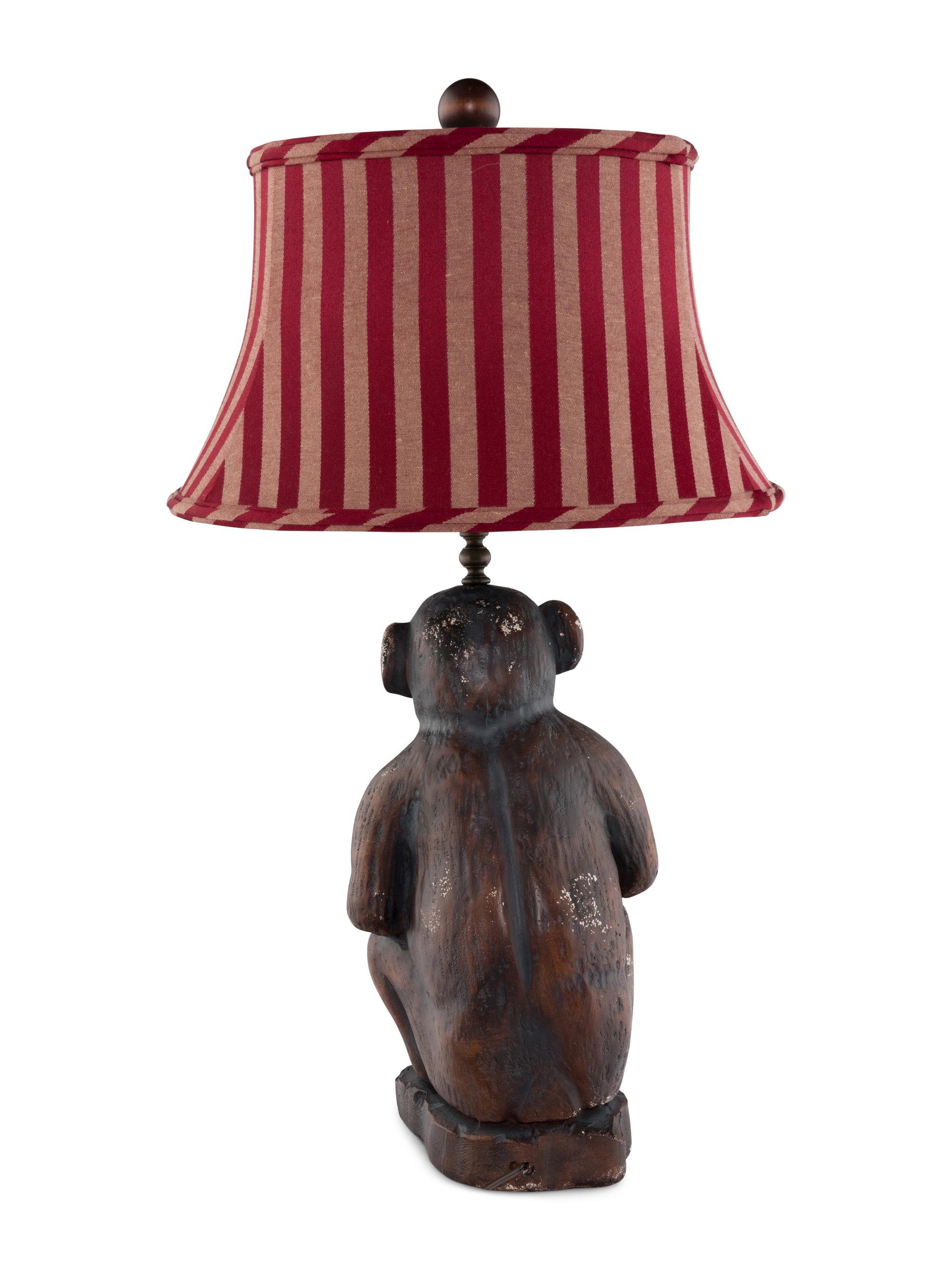 A Carved Wood Monkey-Form Table Lamp