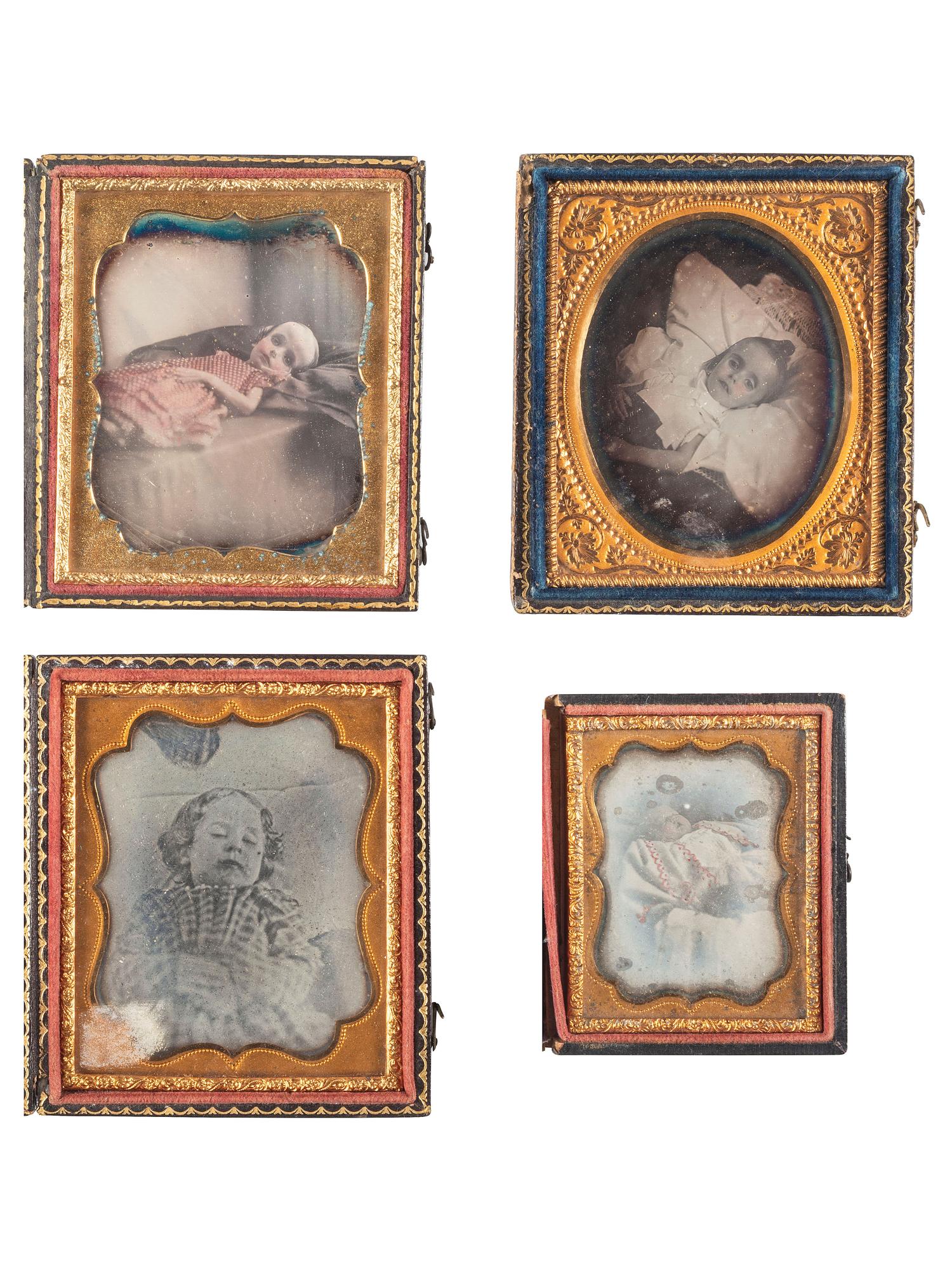 [EARLY PHOTOGRAPHY]. A group of 4 premortem and postmortem daguerreotypes of children, including:
