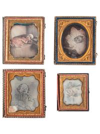 [EARLY PHOTOGRAPHY]. A group of 4 premortem and postmortem daguerreotypes of children, including: