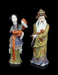 Two Chinese Famille Rose Porcelain Immortal Figures