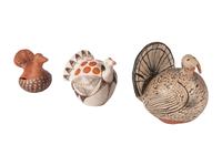 Trio of Pueblo Pottery Turkeys