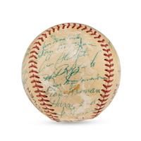 A 1954 New York Yankees Team Signed Autograph Baseball Featuring Mickey Mantle (Beckett Authentication Services Letter of Authenticity)