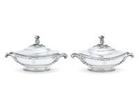 A Pair of French Silver Covered Tureens
