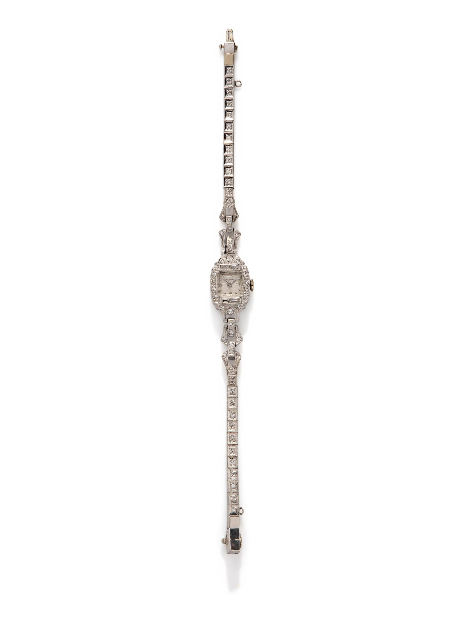 ALTON WATCH CO., PLATINUM AND DIAMOND WATCH