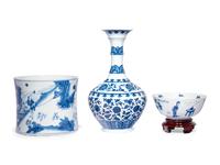 Three Chinese Blue and White Porcelain Wares