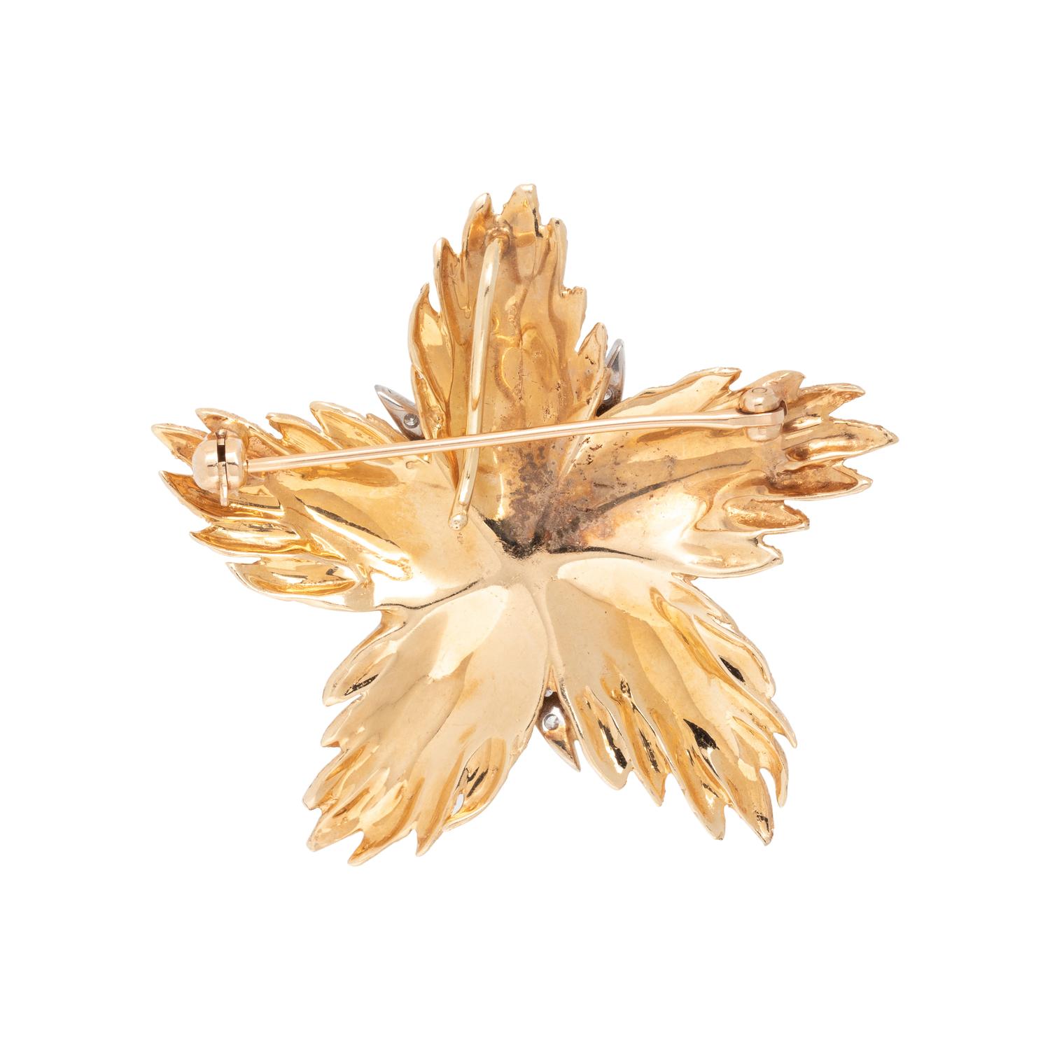BICOLOR GOLD AND DIAMOND FLOWER PENDANT/BROOCH