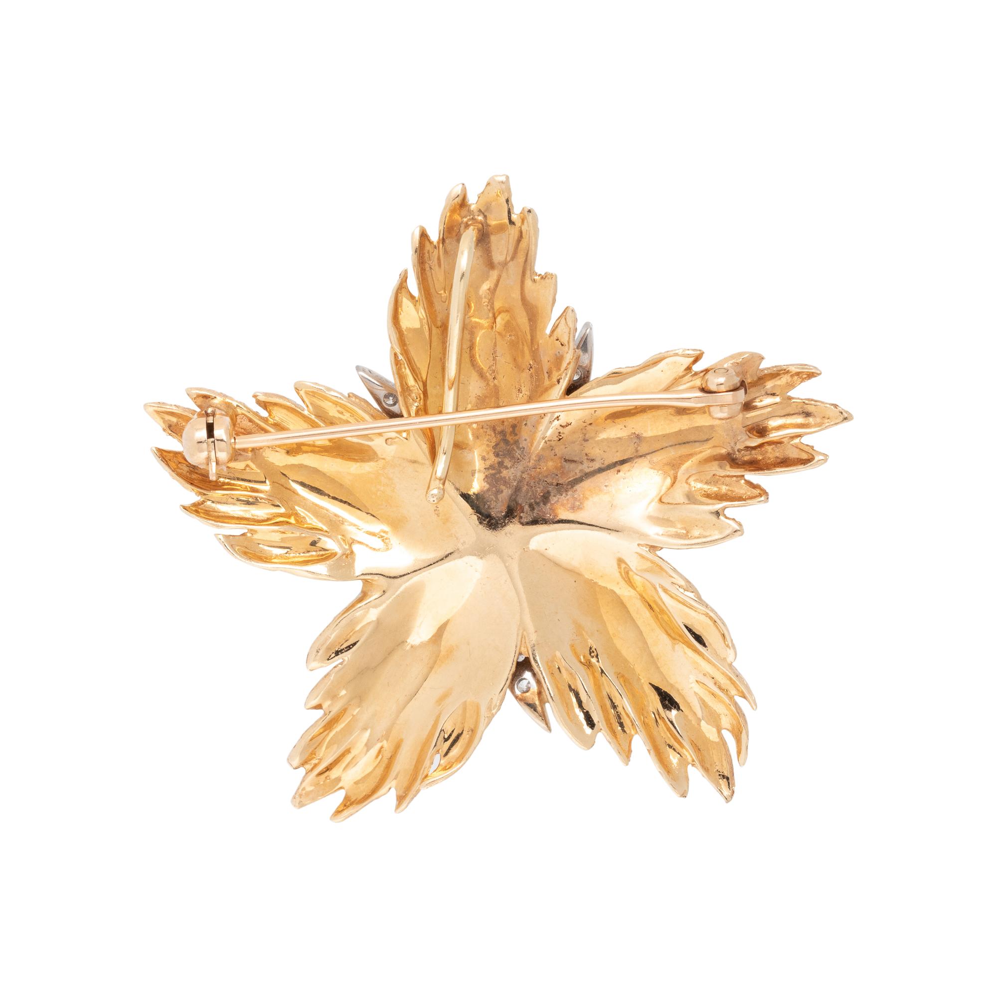 BICOLOR GOLD AND DIAMOND FLOWER PENDANT/BROOCH