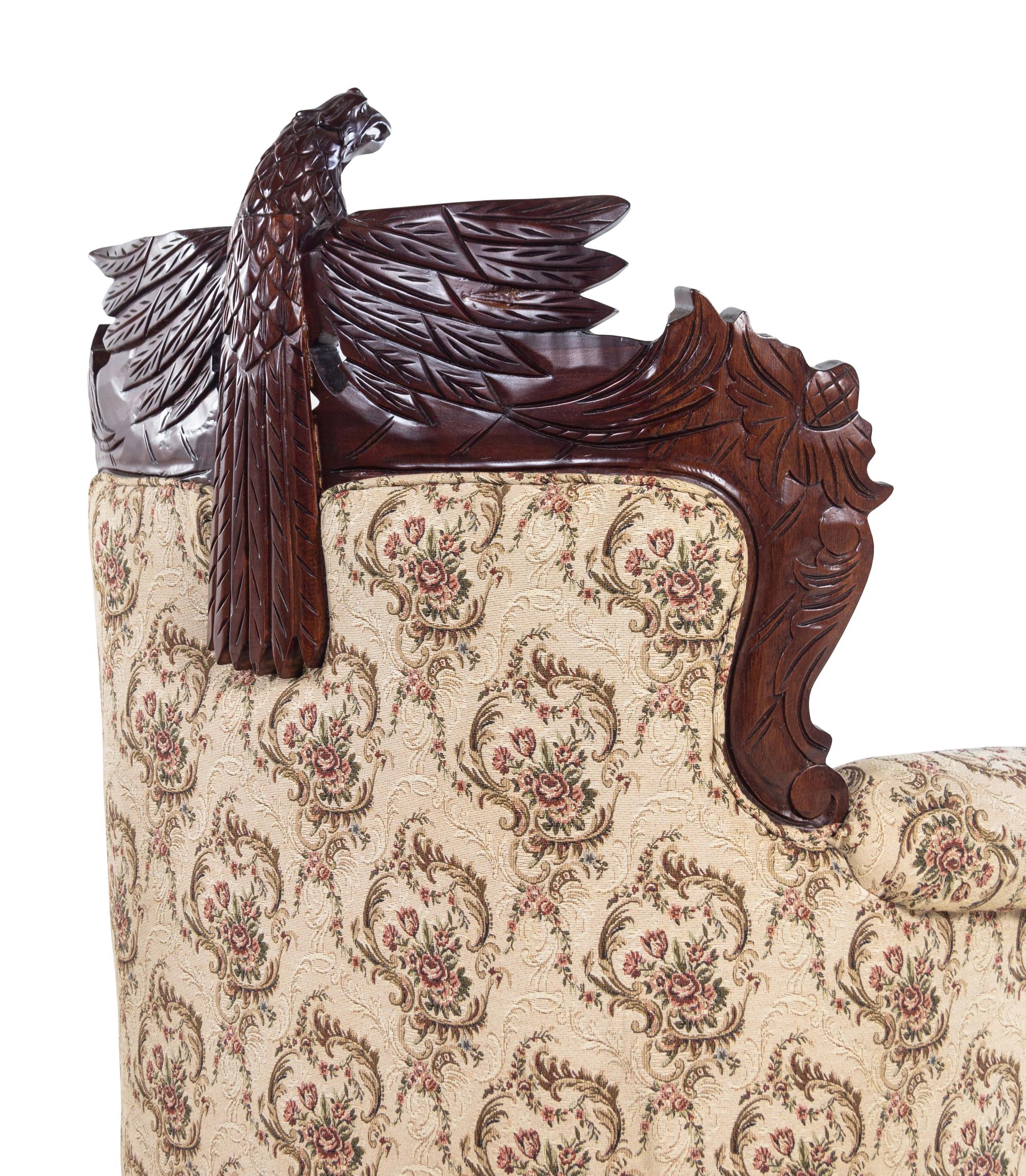 A Pair of Anglo-Colonial Style Carved Mahogany Armchairs