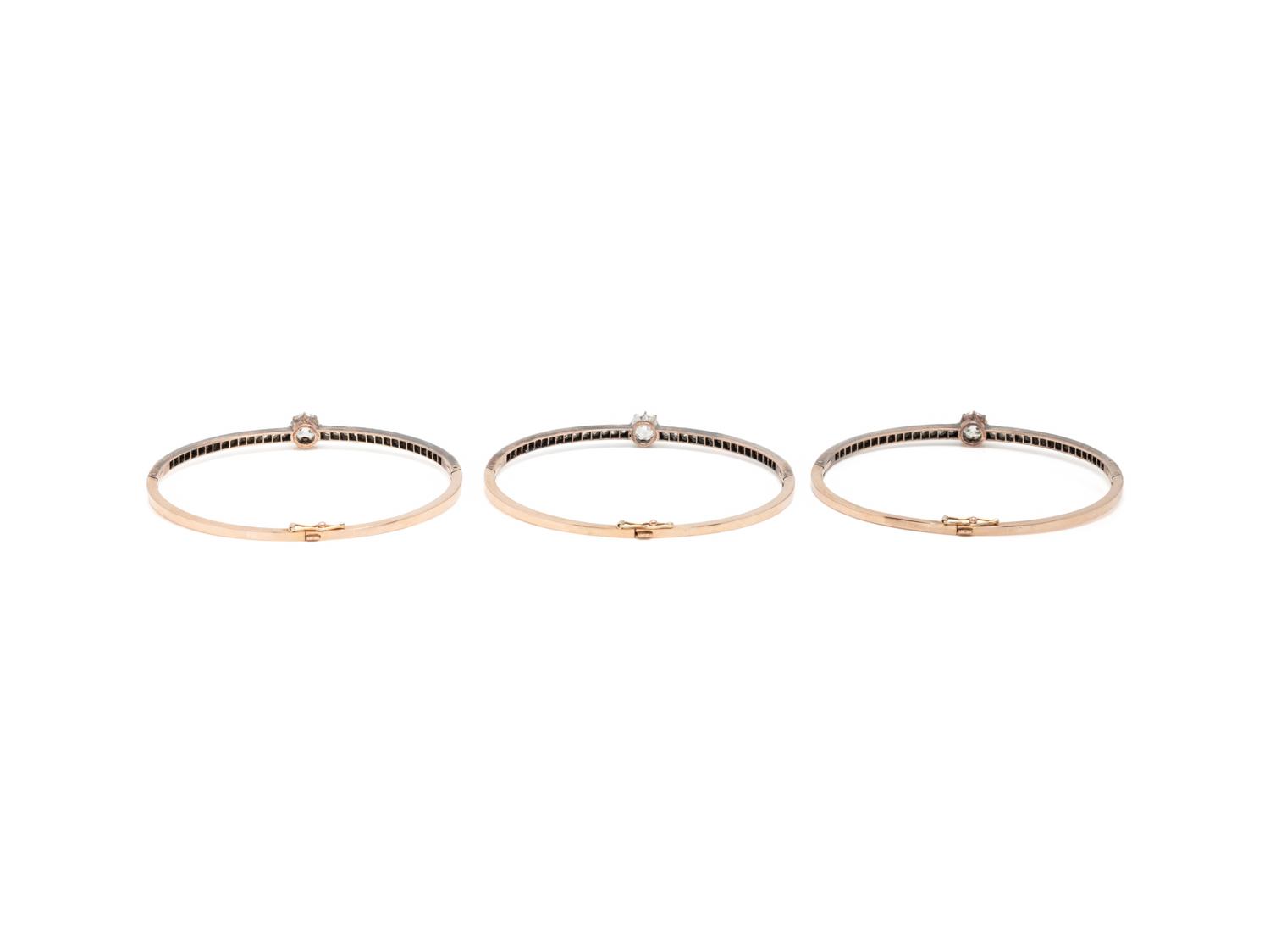 THREE ANTIQUE DIAMOND BANGLE BRACELETS