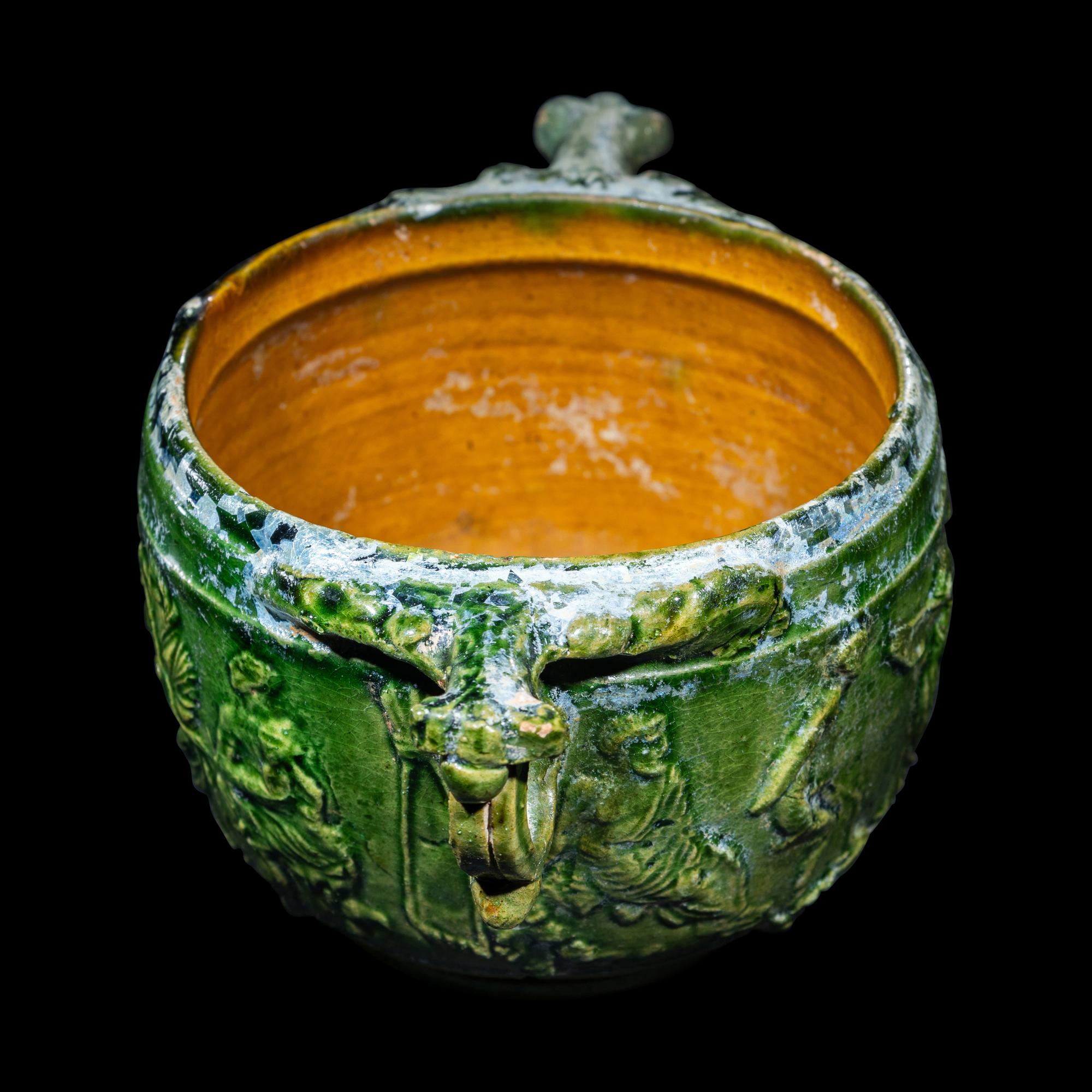 A Roman Green Lead-Glazed Skyphos