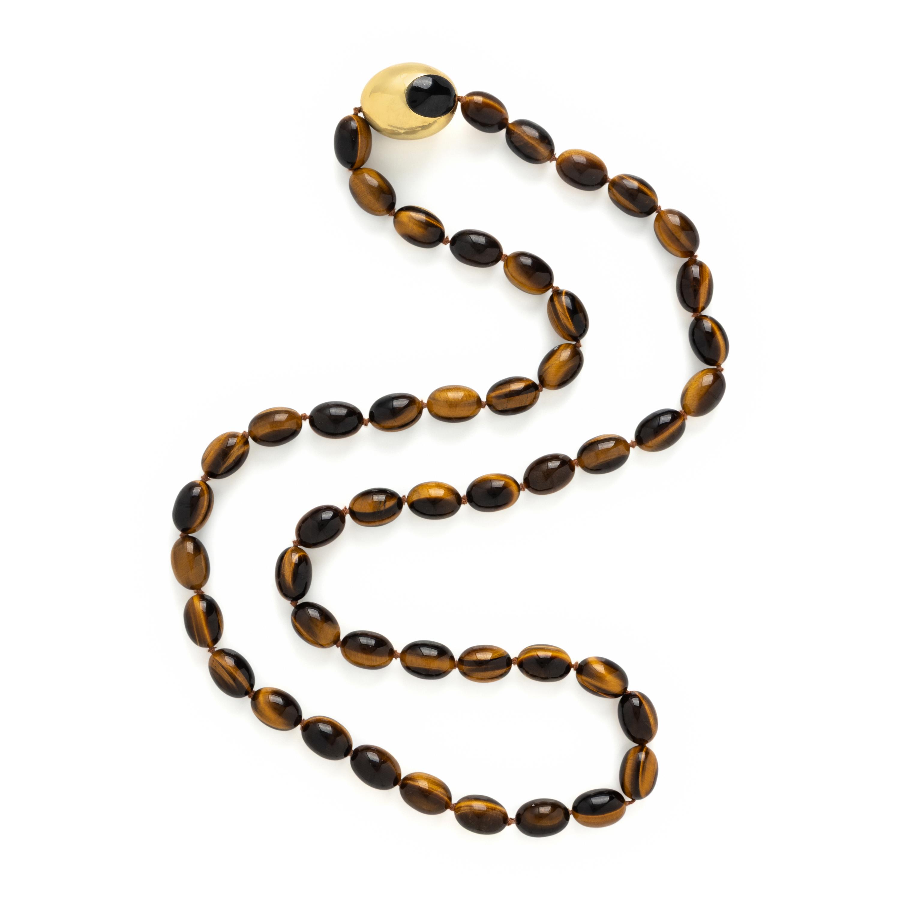 Tiffany & Co., Angela Cummings, Yellow Gold and Tiger's Eye Beaded Necklace