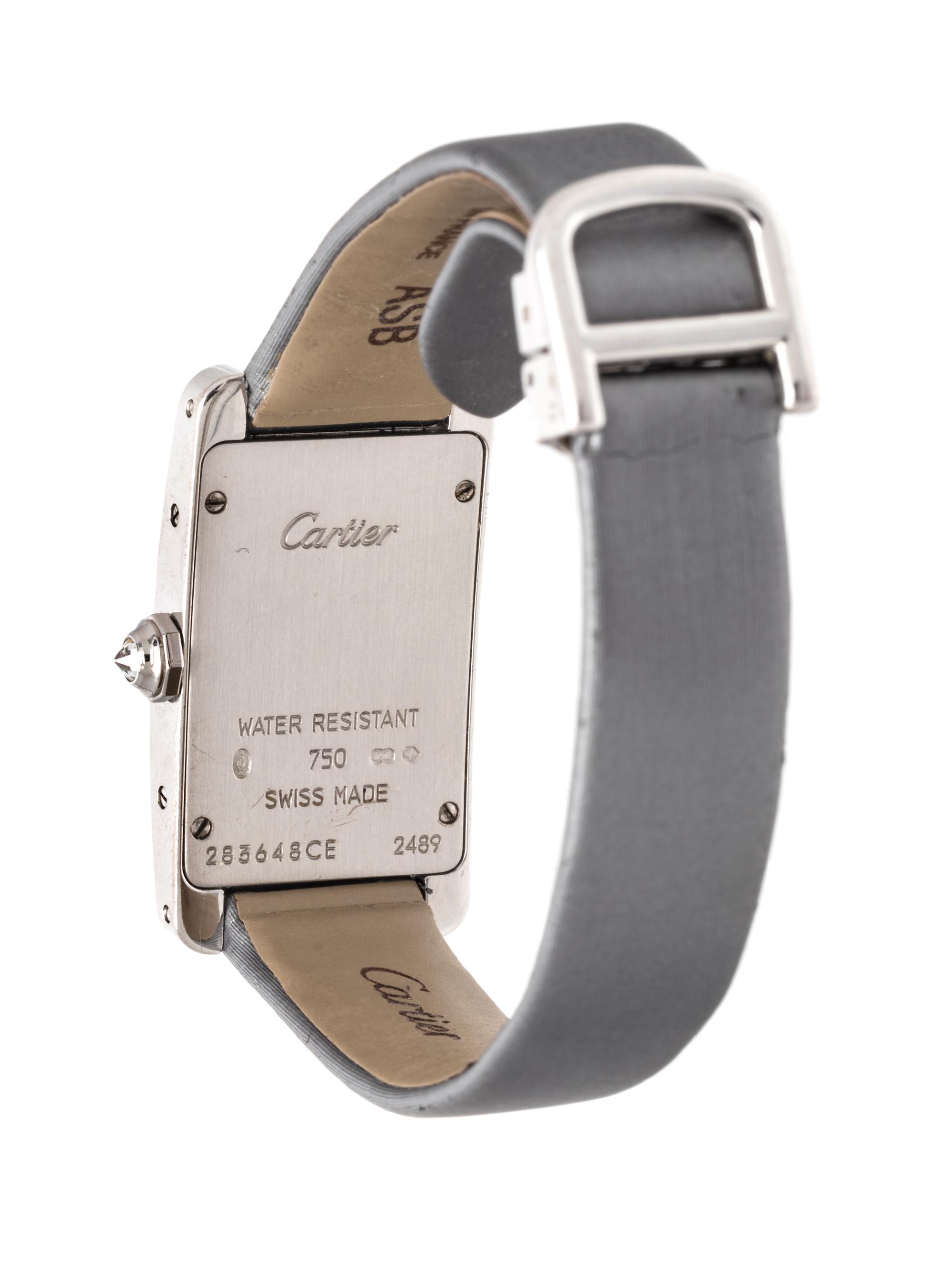 CARTIER, 18K WHITE GOLD AND DIAMOND REF. 2489 'TANK AMERICAINE' WRISTWACH