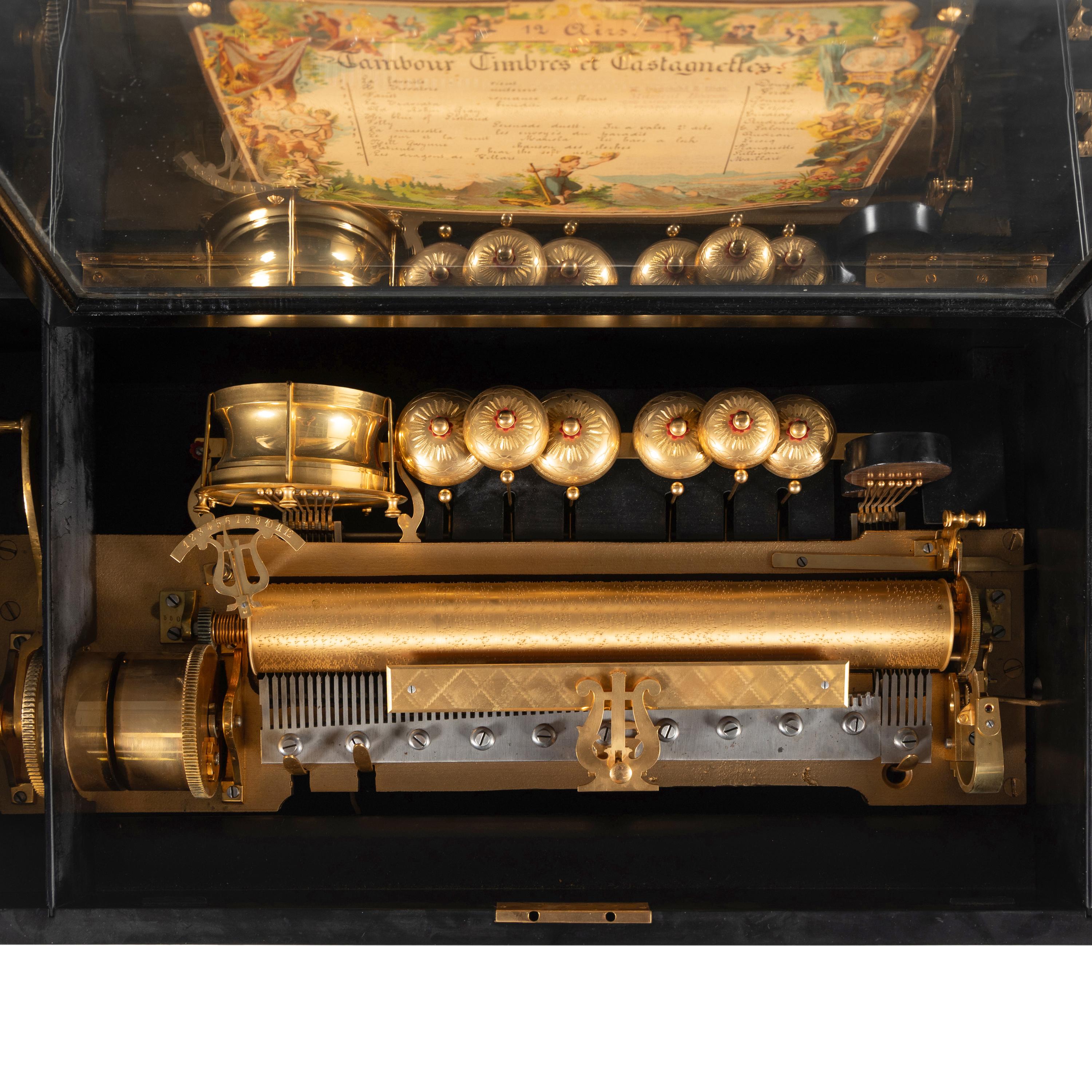 A Swiss "Bells in Sight" Cylinder Music Box