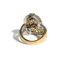 COLORED DIAMOND, DIAMOND, AND BICOLOR GOLD RING AND EARRINGS