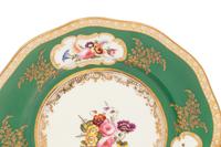 A Coalport Green-Ground Floral Porcelain Dessert Service