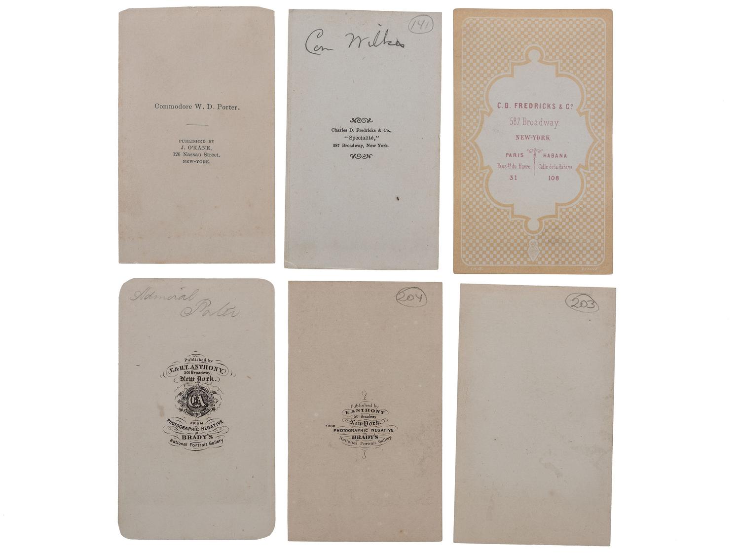 [CIVIL WAR]. A group of 6 CDVs of US Navy flag officers, comprising: