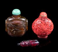 Three Chinese Snuff Bottles Height of tallest 3 1/2 inches. — 20TH CENTURY