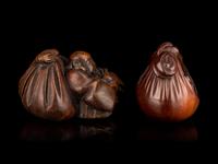 Two Japanese Carved Boxwood Netsuke