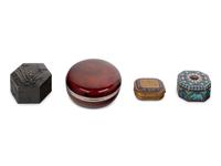 Four Chinese and Japanese Metal Covered Boxes