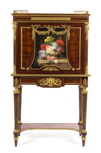 A Louis XVI Style Gilt Bronze Mounted Mahogany Secretaire a Abattant Height 57 x width 32 x depth 14 1/2 inches. — PAUL SORMANI, PARIS, CIRCA 1900
