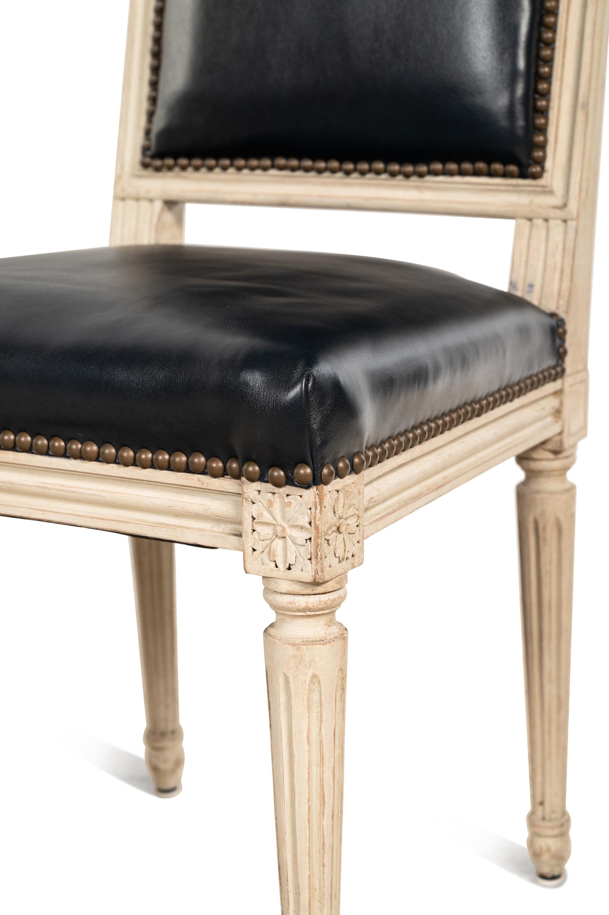 A Set of Eight Louis XVI Style Painted Dining Chairs