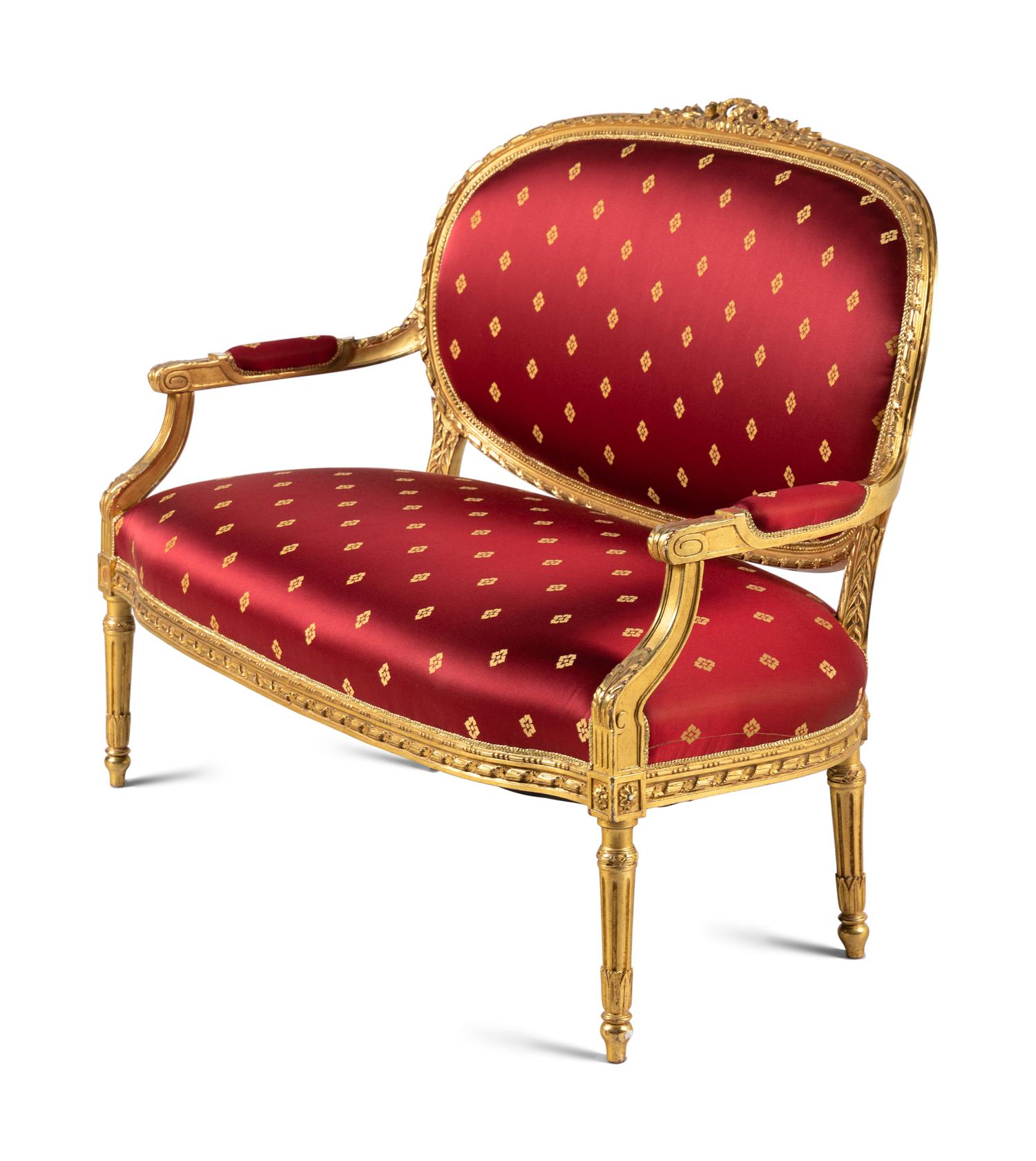 A Louis XVI Style Five-Piece Salon Suite