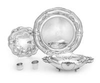 A Group of Silver Table Articles, Various Makers, comprising an Italian silver bowl, Sandy Bruno, Padua; a similarly decorated Continen
