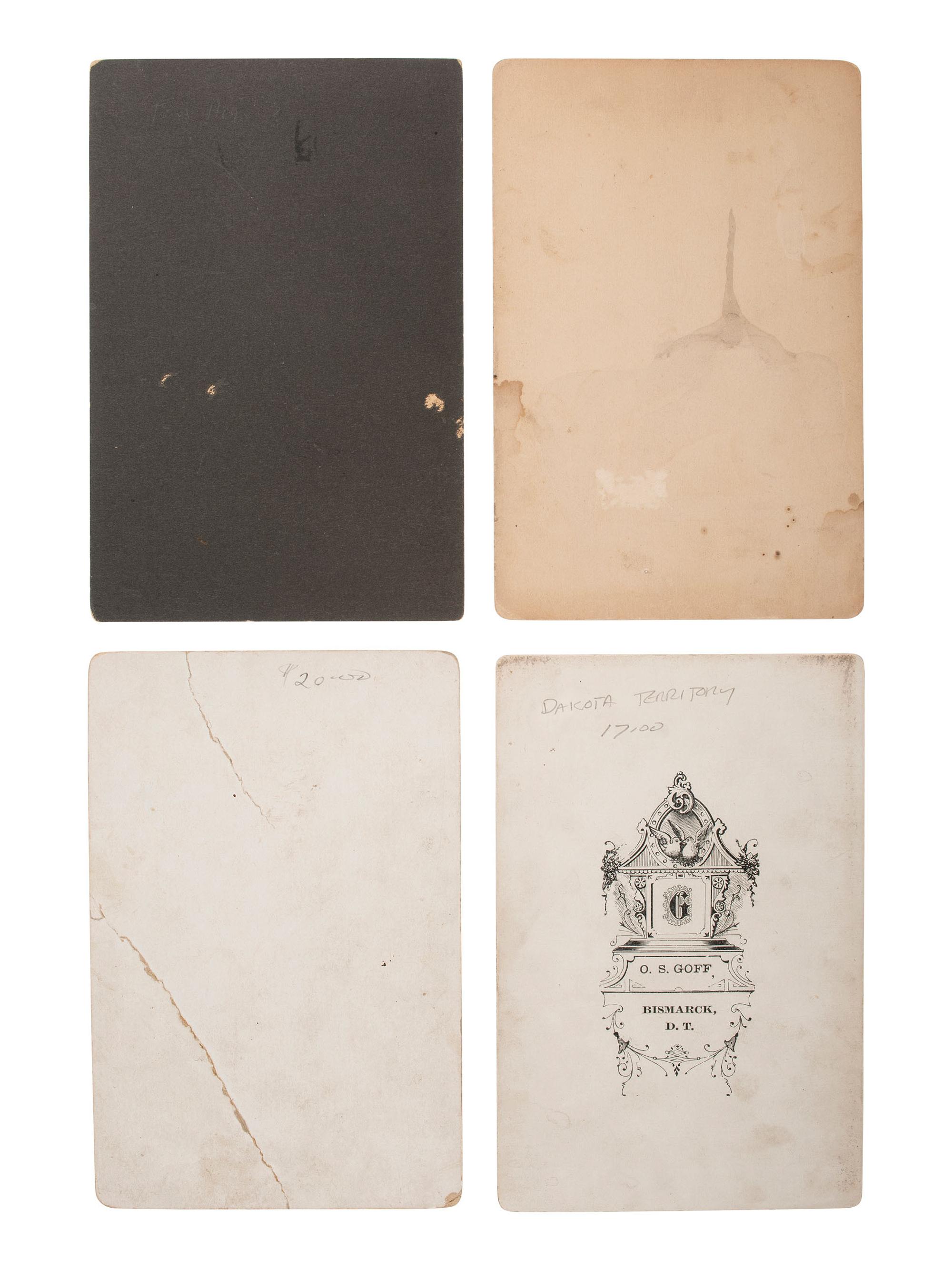 [WESTERN AMERICANA]. 4 cabinet cards, incl. man purported to be Tom Horn, credited to Pohjola, WY.