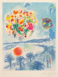After Marc Chagall, (French/Russian, 1887-1985), Soleil Couchant (from Nice et la Côte d'Azur by Charles Sorlier), 1967