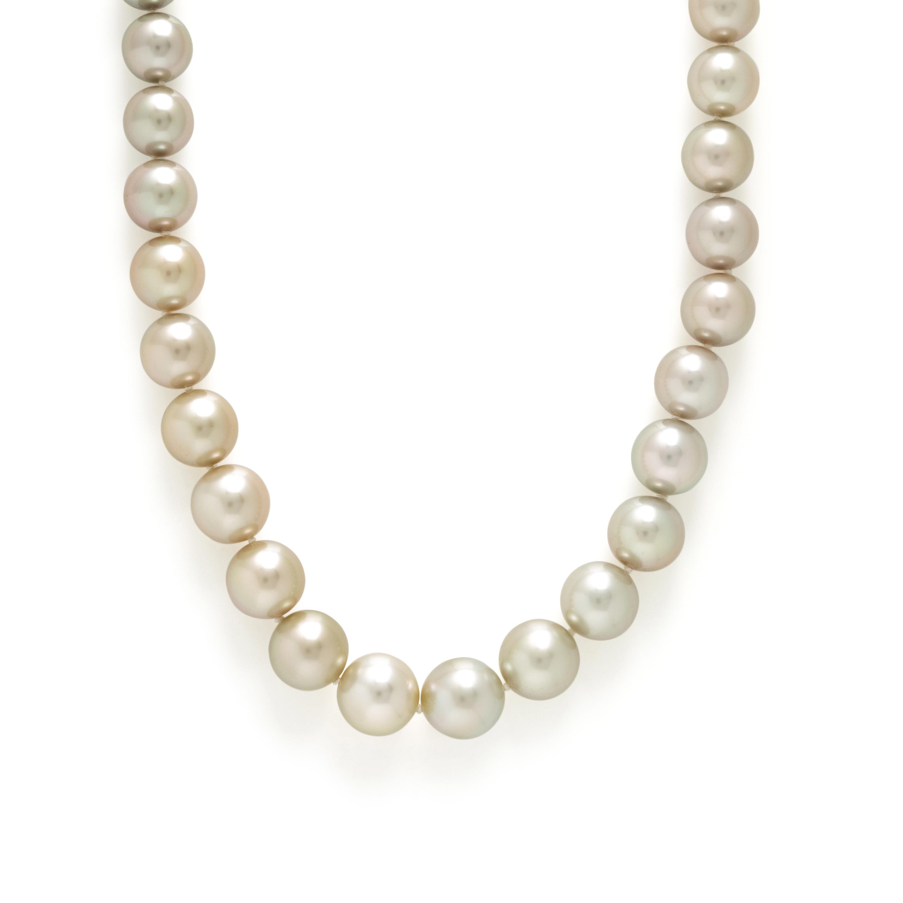 Cultured Pearl, Diamond, and White Gold Necklace
