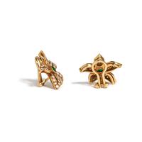DIAMOND AND EMERALD FLOWER EARRINGS
