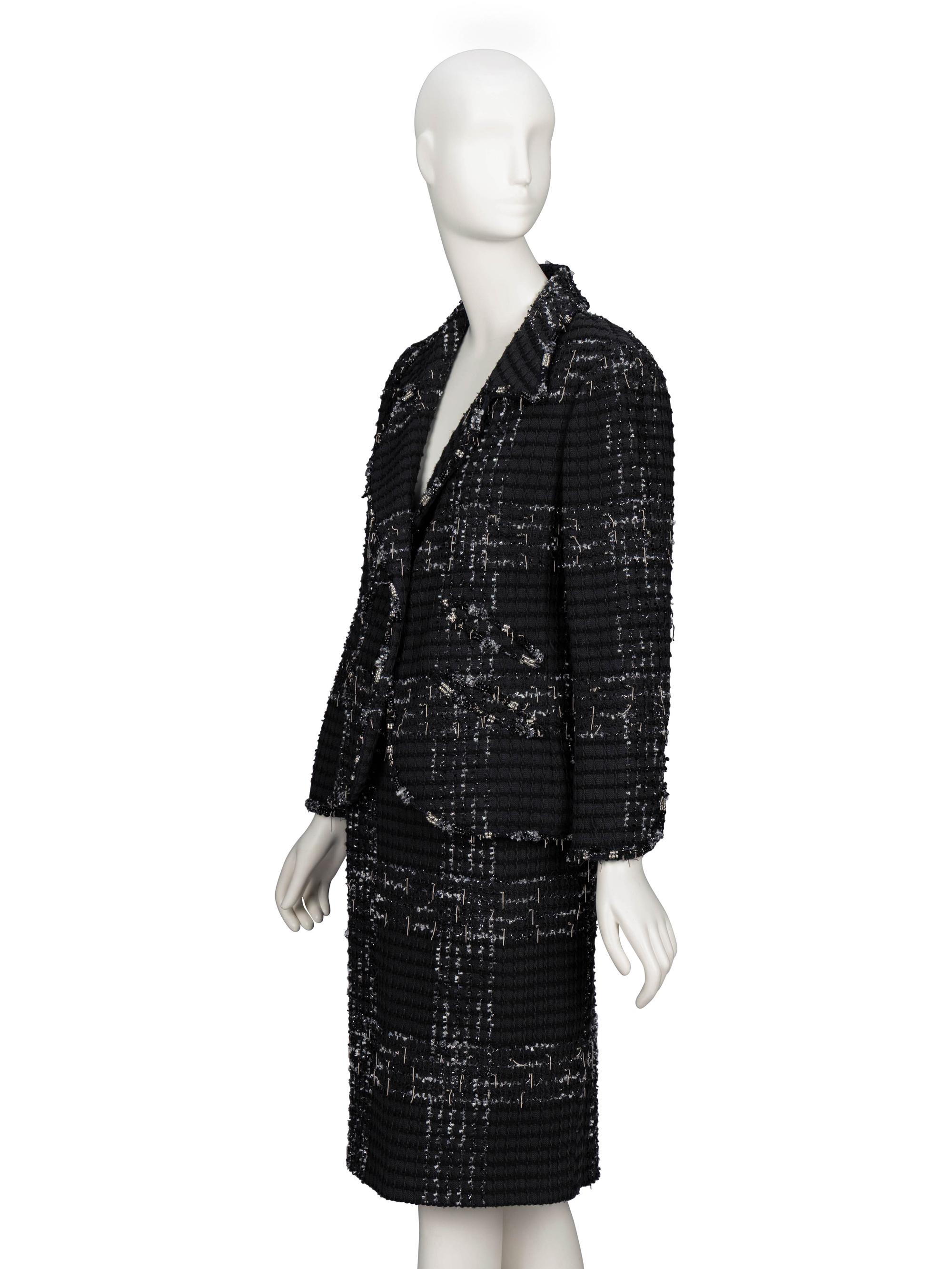 Chanel, Black & Silver Tweed Skirt Suit