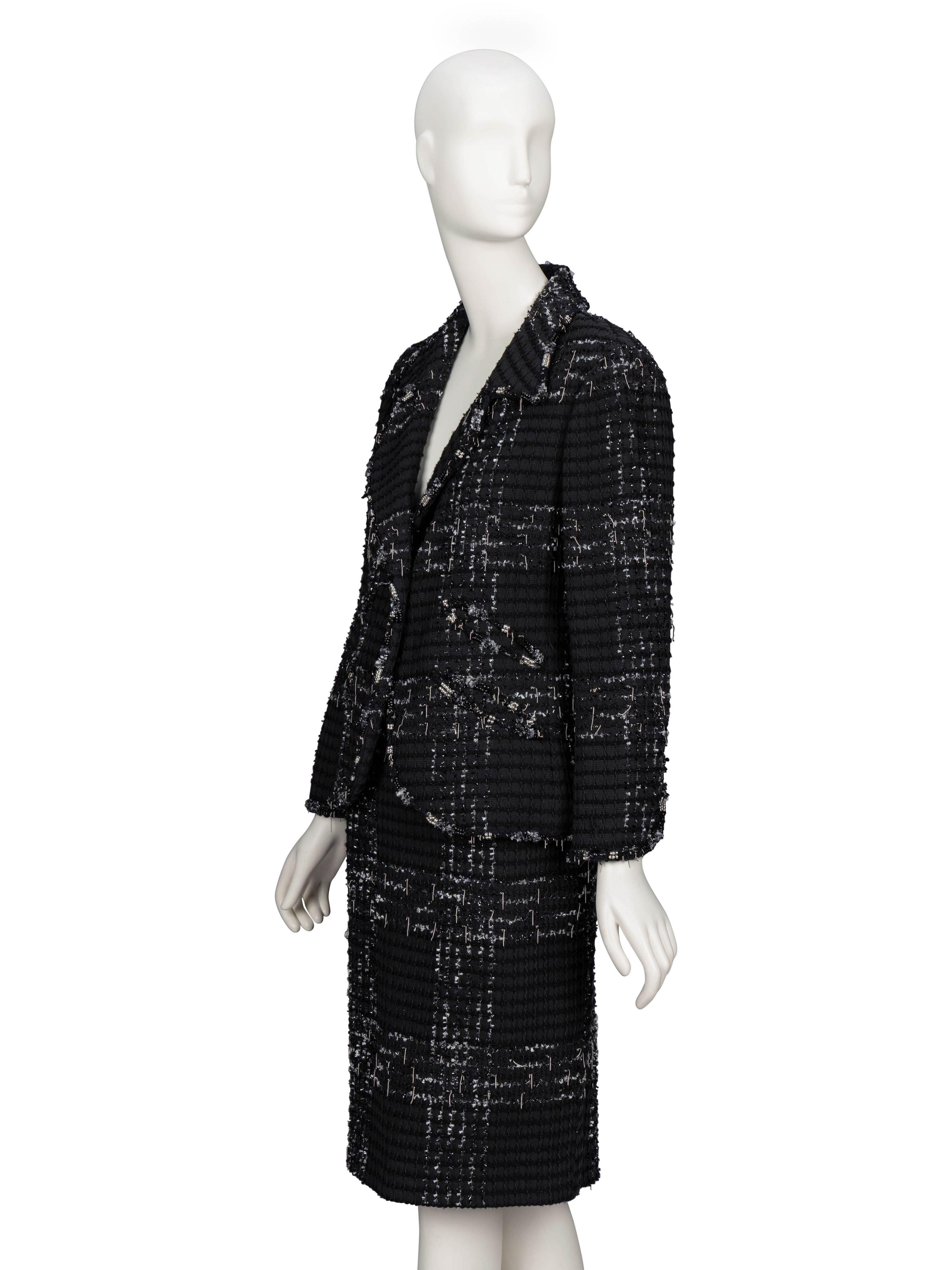 Chanel, Black & Silver Tweed Skirt Suit