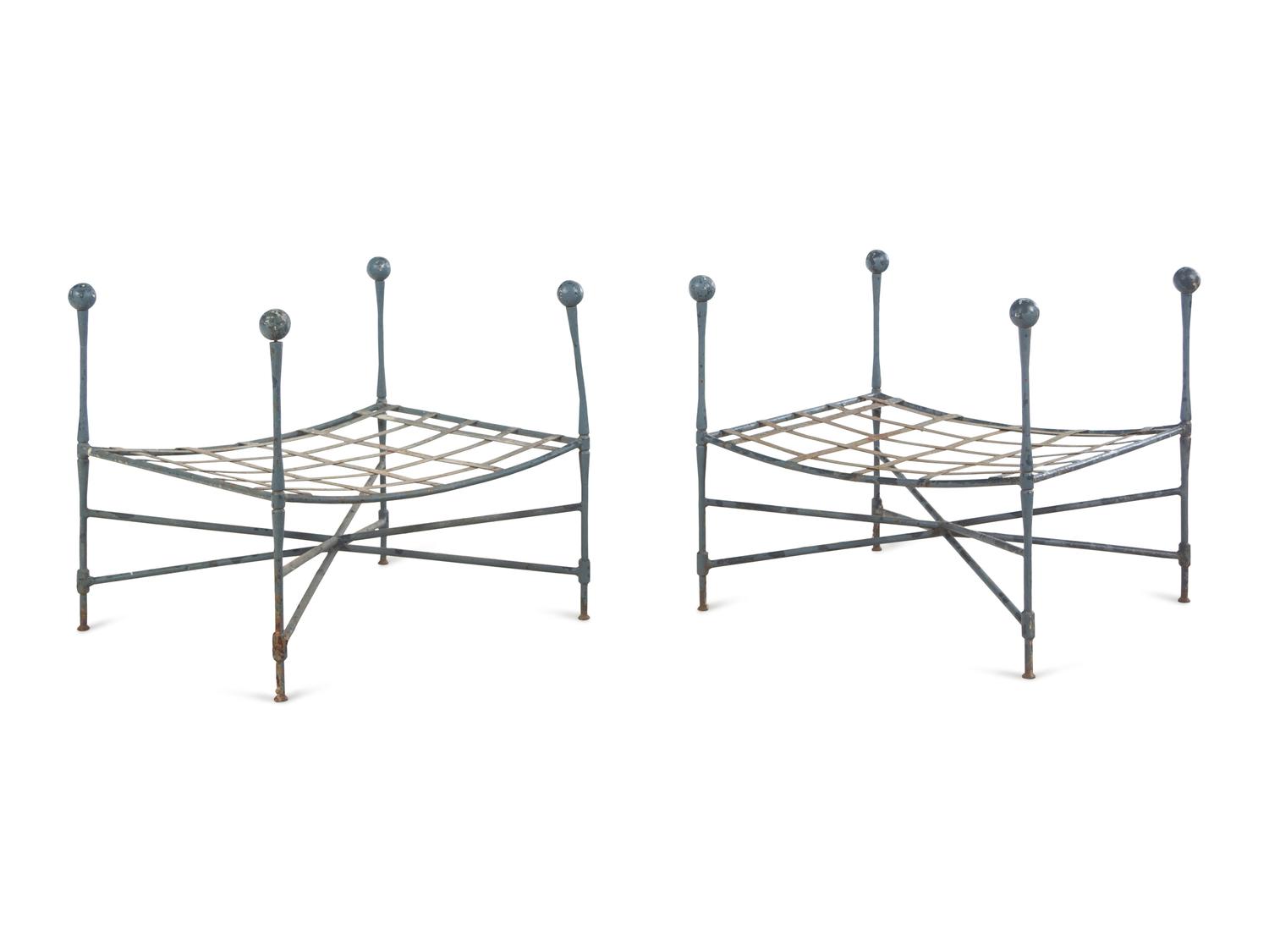 A Painted Steel Patio Furniture Suite