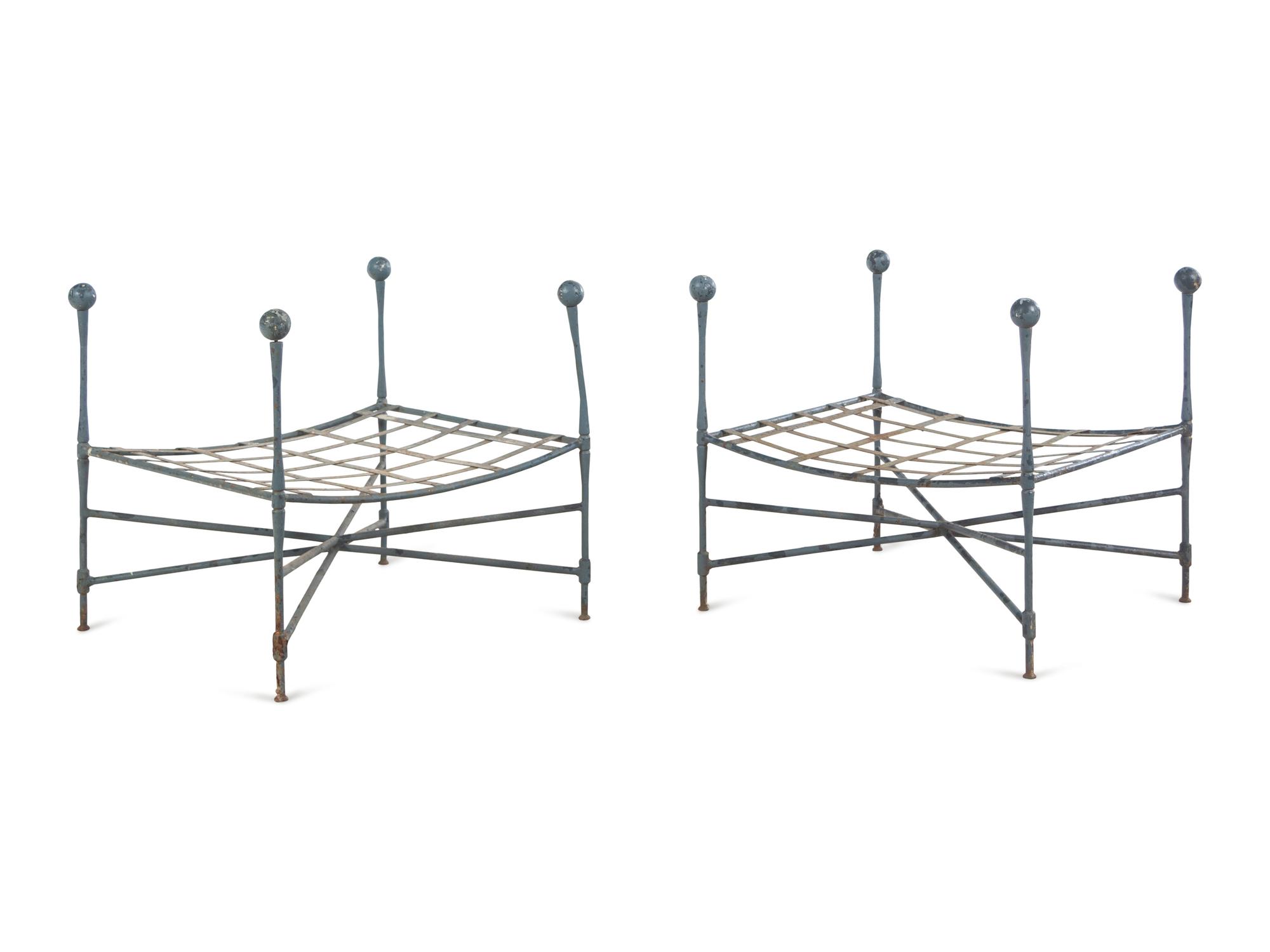 A Painted Steel Patio Furniture Suite