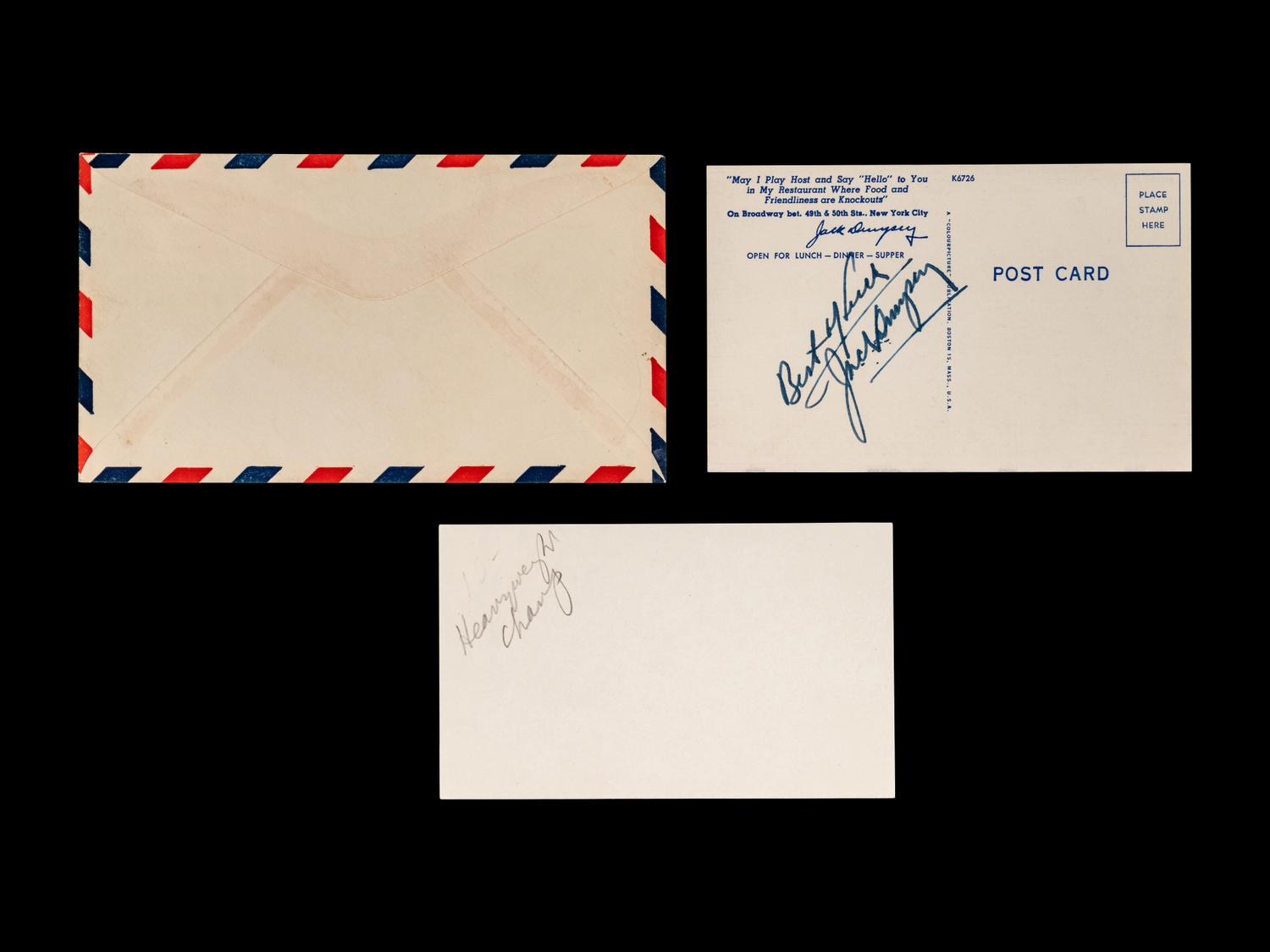 A Group of Heavyweight Champion Gene Tunney and Jack Dempsey Signed Autographs,