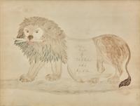 American School 19th Century, A Calligraphy Drawing of a Lion